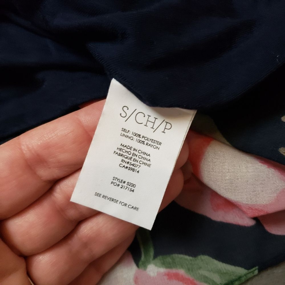 Cabi 5220 Fairytale Navy Pink Floral Cold Shoulder Ruffle Sleeve - Picture 3 of 7